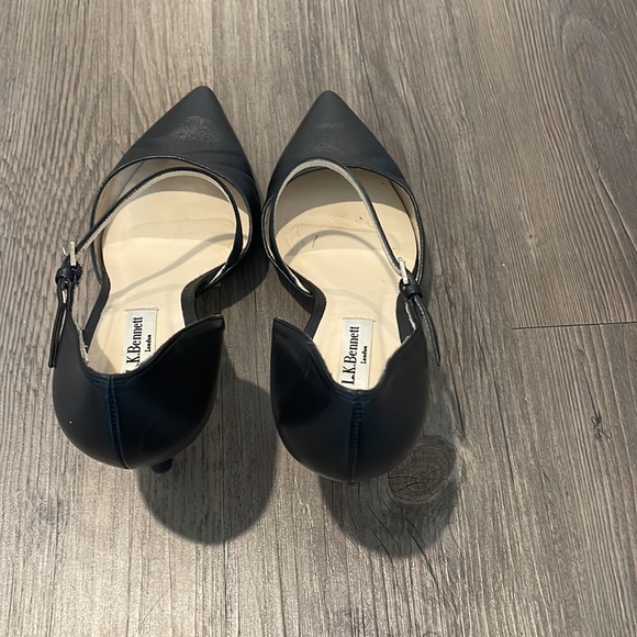 LK Bennett Black Leather Cross Ankle Strap Shoes - Picture 5 of 9